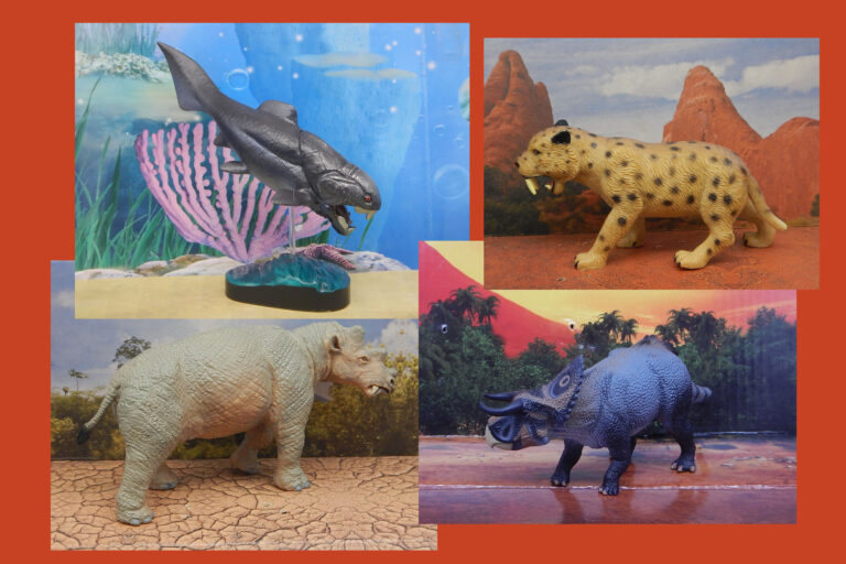 Read more about the article Vault Tales 187 FigureFrenzy Nasutoceratops, Uintatherium, Dunkleosteus, Smilodon