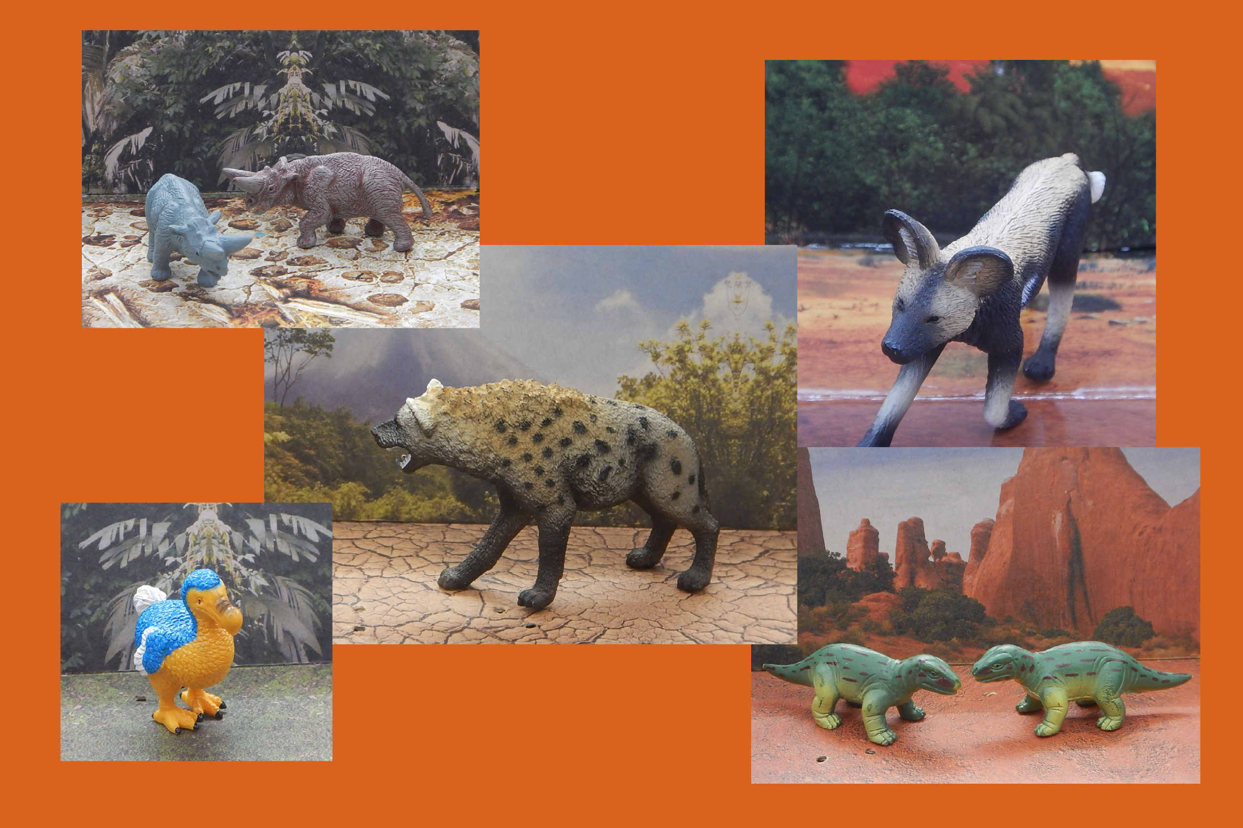 Read more about the article Vault Tales 207 FigureFrenzy Hyena, Dodo, Cynognathus, African wild dog, Arsinoitherium