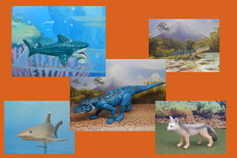 Read more about the article Vault Tales 221 FigureFrenzy Rutiodon, Helicoprion, Reef shark, Jackal, Postosuchus