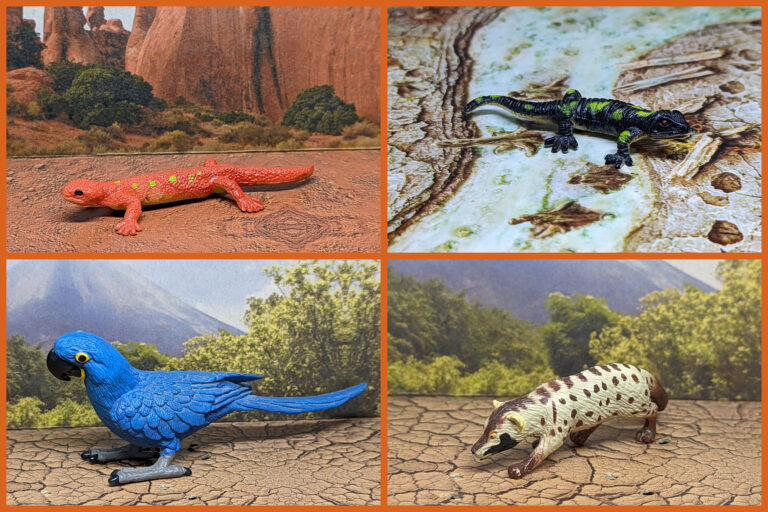 Read more about the article Vault Tales 270 FigureFrenzy Binturong, Macaw, Beaded lizard, Fire salamander