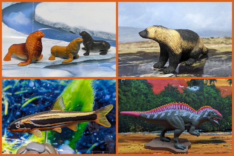 Read more about the article FigureFrenzy 296 Acrocanthosaurus, Redfin, Sea Lion, Wolverine